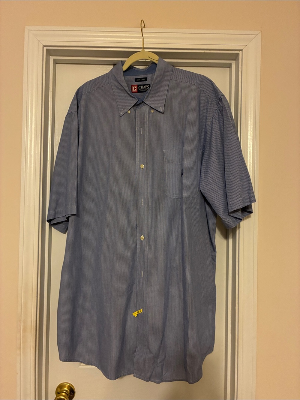 Chaps Men’s‎ Light Blue Pinstripe Short-Sleeve Button-Down Shirt 2XT